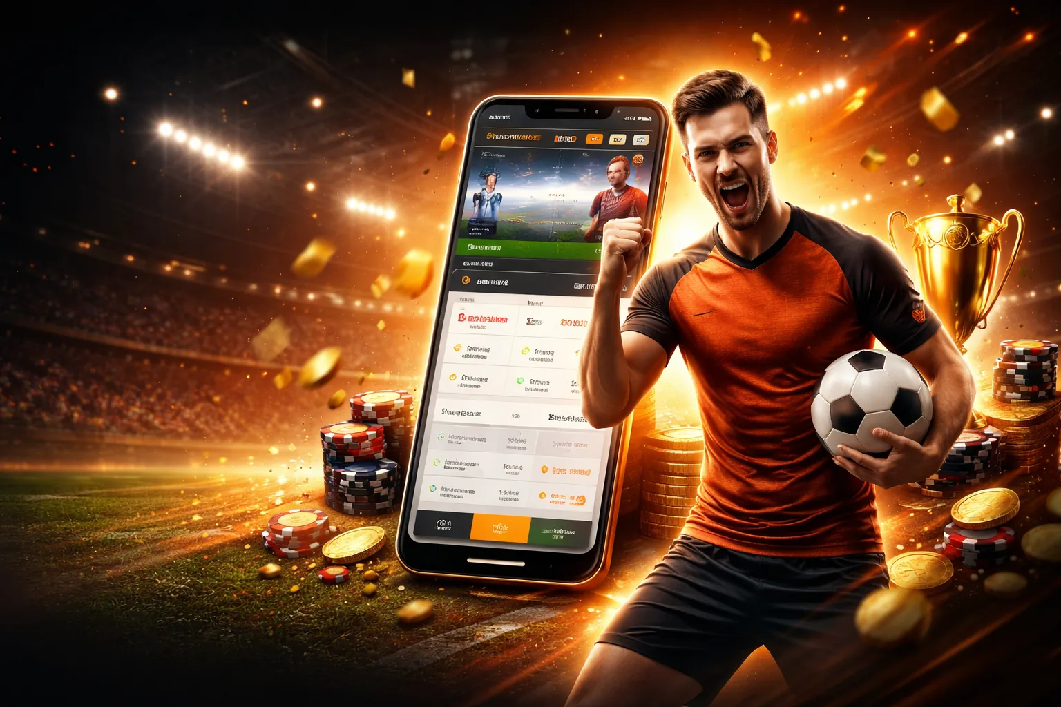 Hình nền 1xBet Cameroon Man với sân vận động và người hâm mộ